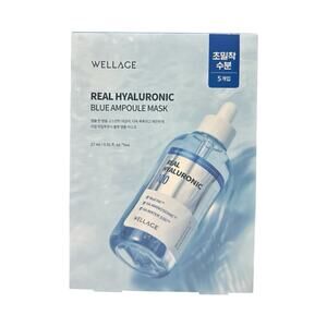 Wellage Real Hyaluronic Blue Ampoule Mask 5 Pack - Multiple HA, B-glucan, B5
